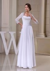 Wedding dress in the Greek style with lace sleeves