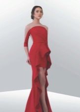 evening dress short front long back red