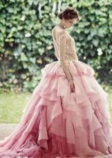 Magnificent wedding dress pink in style of the princess