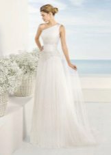 Wedding dress in the Greek style on one shoulder