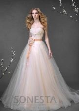 wedding dress by Romanova peach