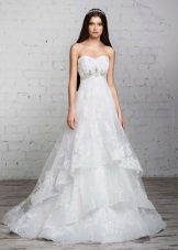 wedding dress by Romanova a-silhouette with a multi-layered skirt