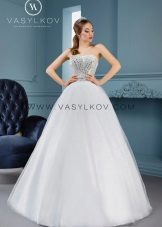 Magnificent wedding dress from cornflowers with rhinestones