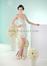 Short wedding dress from Vasilkova with rhinestones