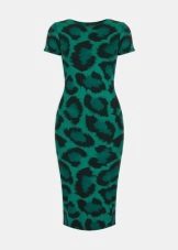 Green dress with leopard print