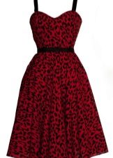 Red dress with leopard print