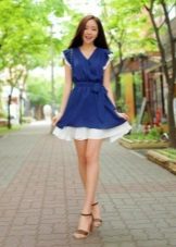 Dark blue dress with white