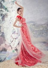 Wedding red dress from guipure