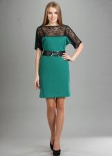 Knitted dress with guipure sleeves