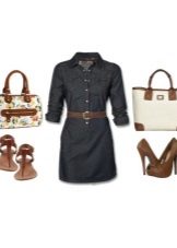 Shirt-dress and accessories for women of the color type Autumn