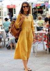 Yellow linen dress