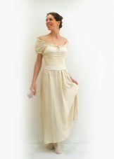 Linen dress with lace trim