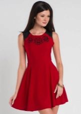 Red short dress with half sun skirt