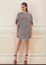 Striped sleeved navy dress