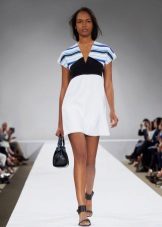 Summer dress in nautical style with a white skirt