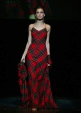 Long dress with plaid spaghetti straps