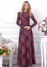 Long Plaid Long Sleeve Dress