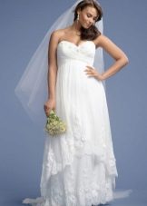 Long wedding dress with a high waist