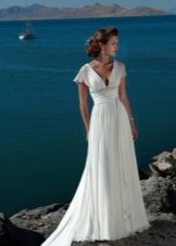 Long wedding dress with a high waist