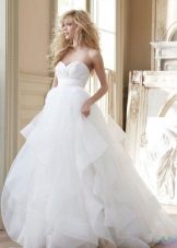 Long fluffy wedding dress with a high waist