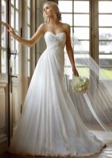 Long wedding dress with a high waist