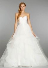 Long fluffy wedding dress with a high waist