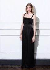 Black crepe de chine dress with straps