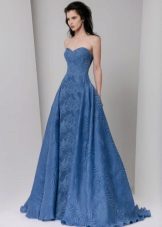 Dress from crepe de Chine blue