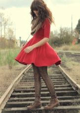 Brown tights for a red dress