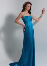 aquamarine satin evening gown