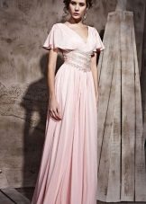 flowing pink satin dress