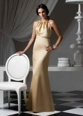 golden satin to floor dress