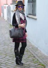 autumn look with a checkered dress