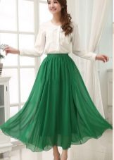 bright green chiffon skirt