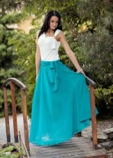 chiffon floor skirt with belt