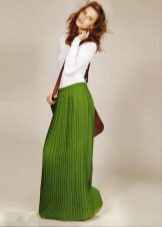 green pleated skirt with elastic