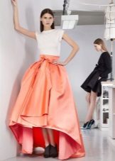 Satin long skirt with bow