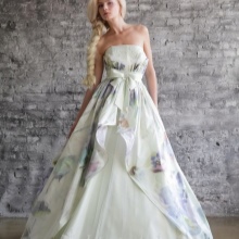 Wedding dress with a green prin