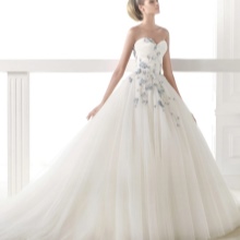 Wedding dress with blue flowers by Pronovias