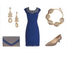 Decorations and accessories for the dress in dark blue