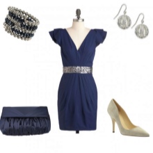 Decorations and accessories for the dress in dark blue