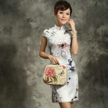 Dress in the Chinese style white with a print