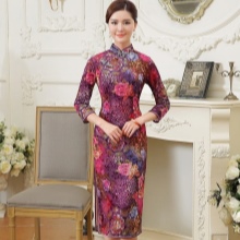 Középhosszú qipao ruha háromnegyedes ujjú