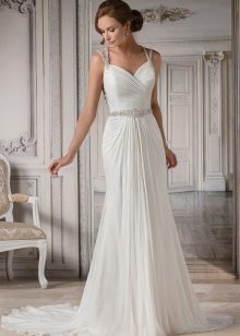 Wedding dress with thin straps