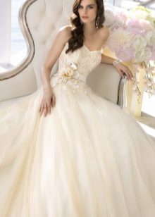 Beautiful wedding dress flared from the waist