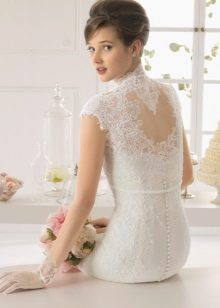 Lace neckline edging on a wedding dress