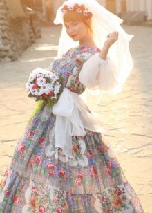 Wedding dress in Russian style