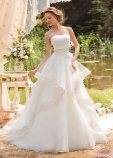 Wedding dress with horizontal draperies