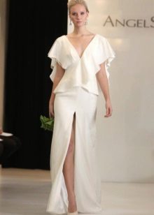 Wedding skirt suit with a deep slit