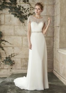 Closed long wedding dress for a second marriage